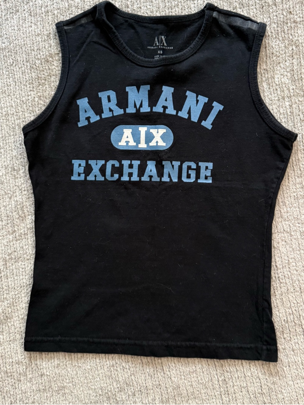 Armani Exchange AIX Tank Top Black Logo Graphic‎ Fitted Size XS